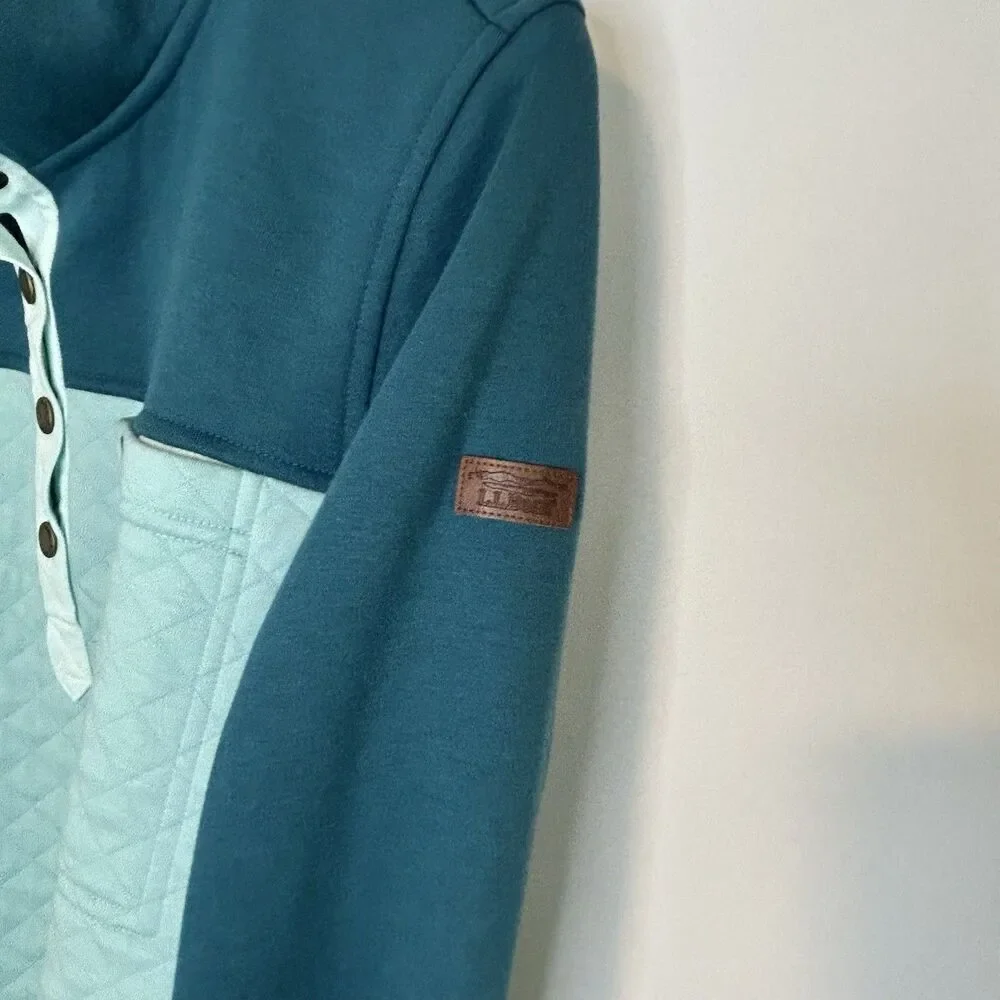 NWT L. L. Bean 1/4 Snap Sweatshirt XL Tunic Quilted Green Colorblock 517174 - Picture 4 of 9